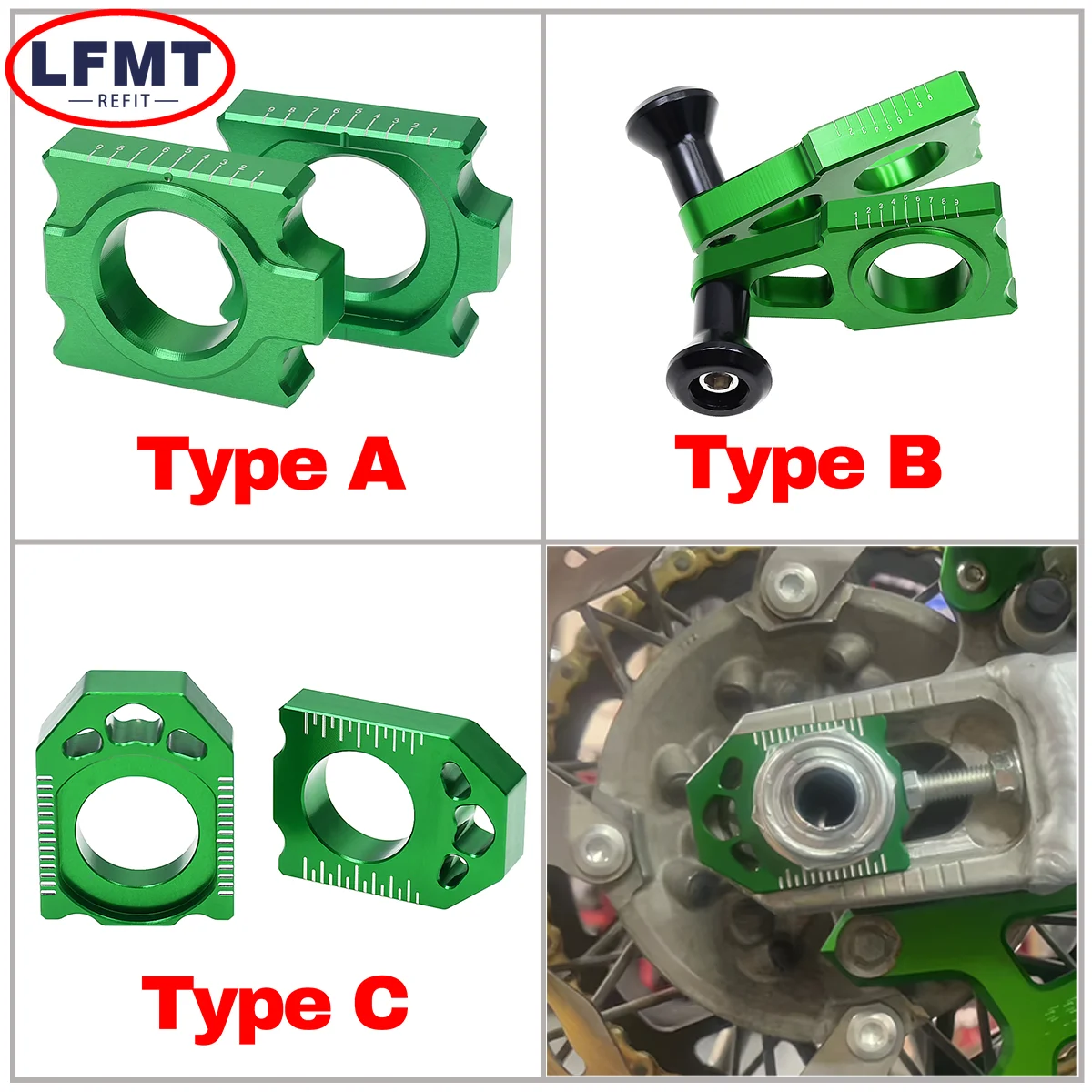 أداة ضبط سلسلة المحور الخلفي للدراجات النارية باستخدام الحاسب الآلي لـ Kawasaki KX125 KX250 KX450 KX250F KX450F KLX450R لسوزوكي RMZ250 RMZ450 Motocross #2