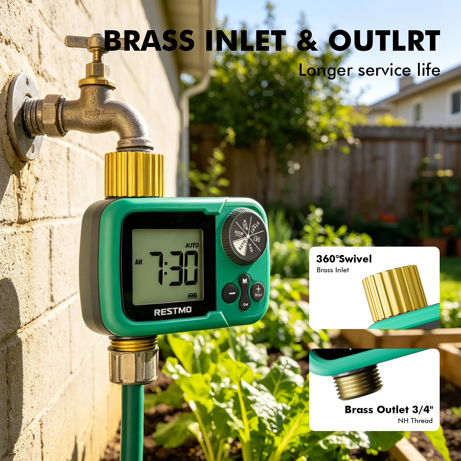 Outdoor Garden Sprinkler Timer Ball Valve with Auto Manual Rain Delay Drip Irrigation System for Lawn Watering Yard