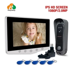 1080P home intercom system,7” IPS FHD screen and metal shell doorbell, mobile detection, image storage, ID card unlocking,