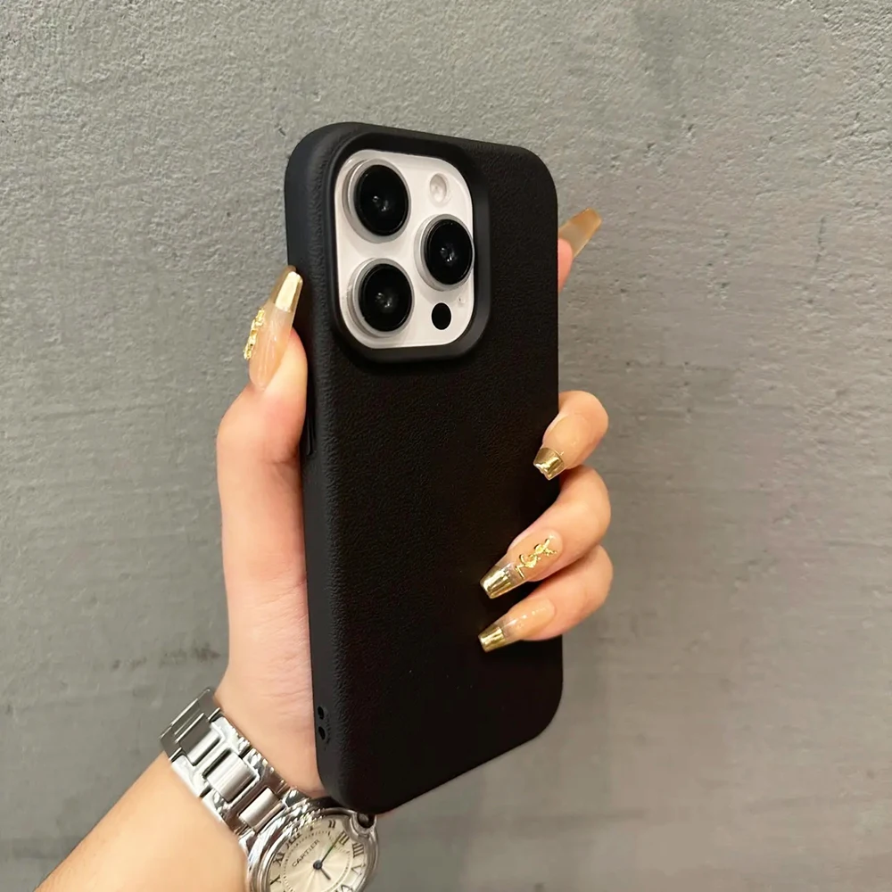 Luxury Leather Texture Silicone Soft Case For iPhone 16 15 14 13 12 11 Pro Max Plus Candy Color Matte Ultra Thin Cover Shell 16 - náhled 6
