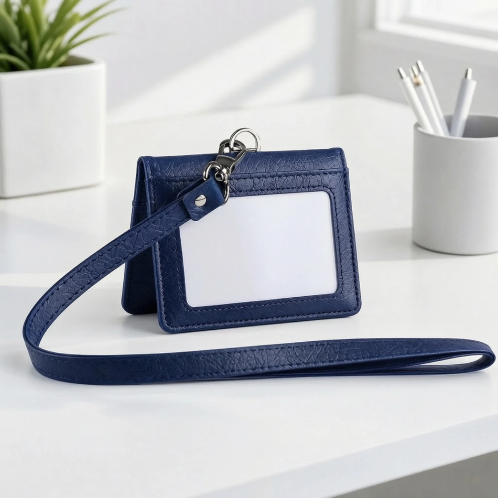 ID Badge Card Case Soft Horizontal Folding Badge Holder with Lanyard Folding ID Card Holder Comfortable to Wear Portable