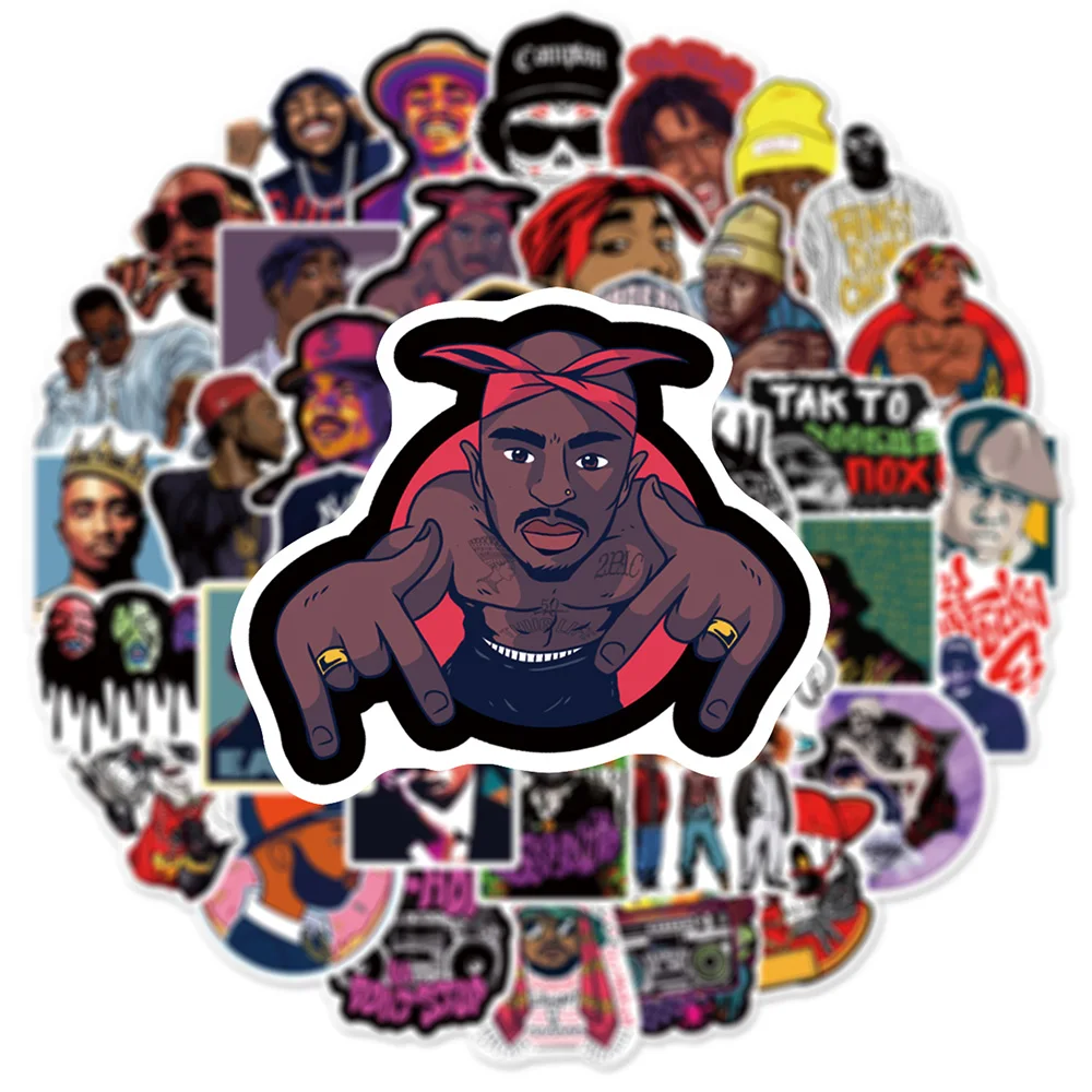 

10/30/50pcs Hot Hip-hop Singer Cartoon Stickers Cool Personalized Graffiti Decal DIY Skateboard Album Phone Bike Sticker Decor