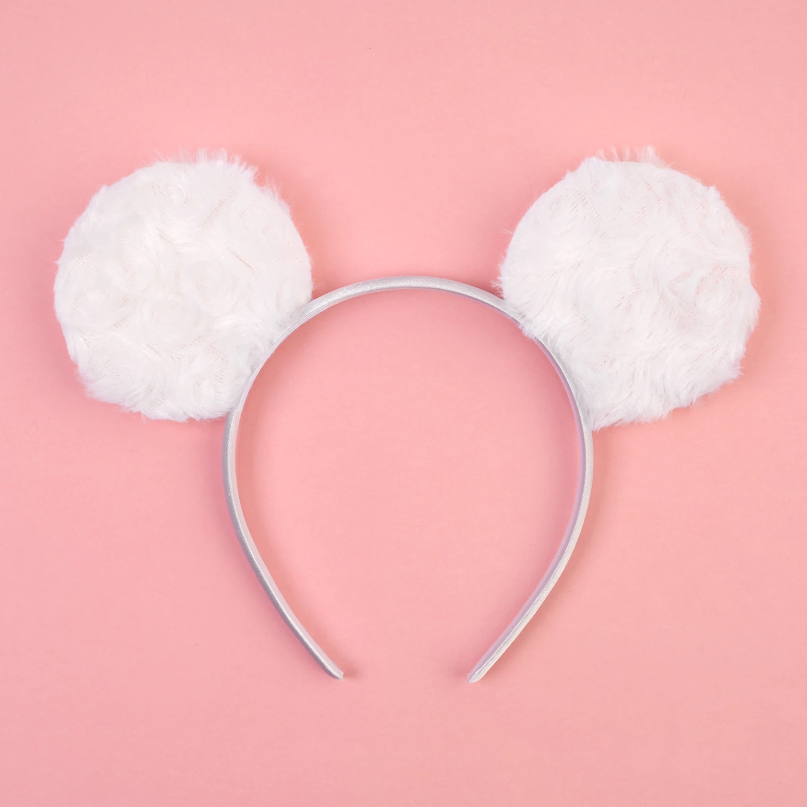 Women Accessories Photos - ミッキーボーイズホワイトフェイクファー NoBow ヘッドバンド女性女の子ミッキーマウス耳髪プリンセスパーティーコスプレ写真小道具ヘアアクセサリー