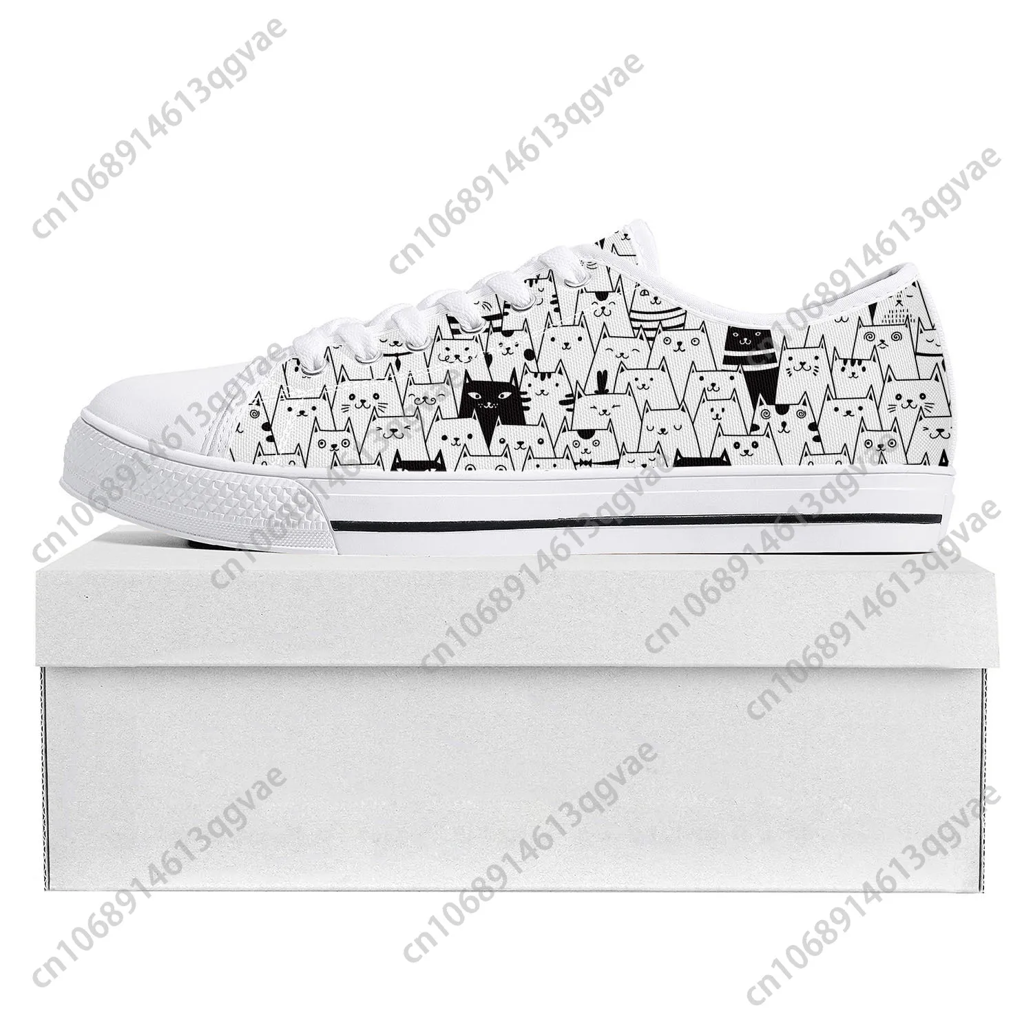 Cute Fat Cat Pet Cat Low Top High Quality Sneakers Mens Womens Teenager Canvas Custom Shoe White Sneaker Casual Couple Shoes