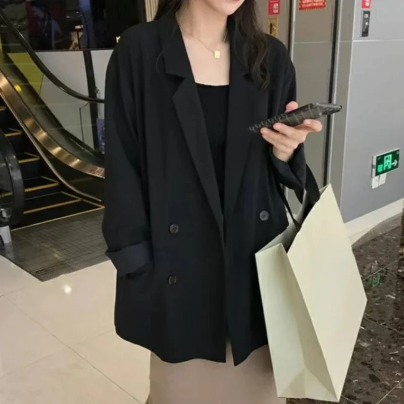Blazer basic da donna design retrò classico sciolto stile coreano casual semplice puro quotidiano streetwear temperamento primaverile ufficio da donna