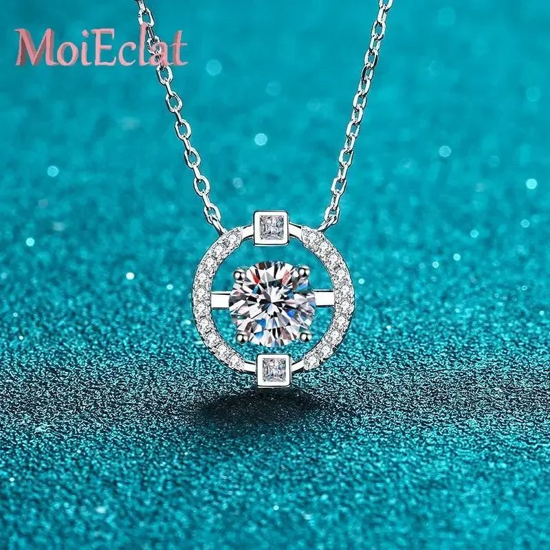 Fashion 0.5/3ct Moissanite Pendant Necklace for Women, Lightweight Comfort Fit Platinum PT950 Clavicle Chain Fine Jewelry
