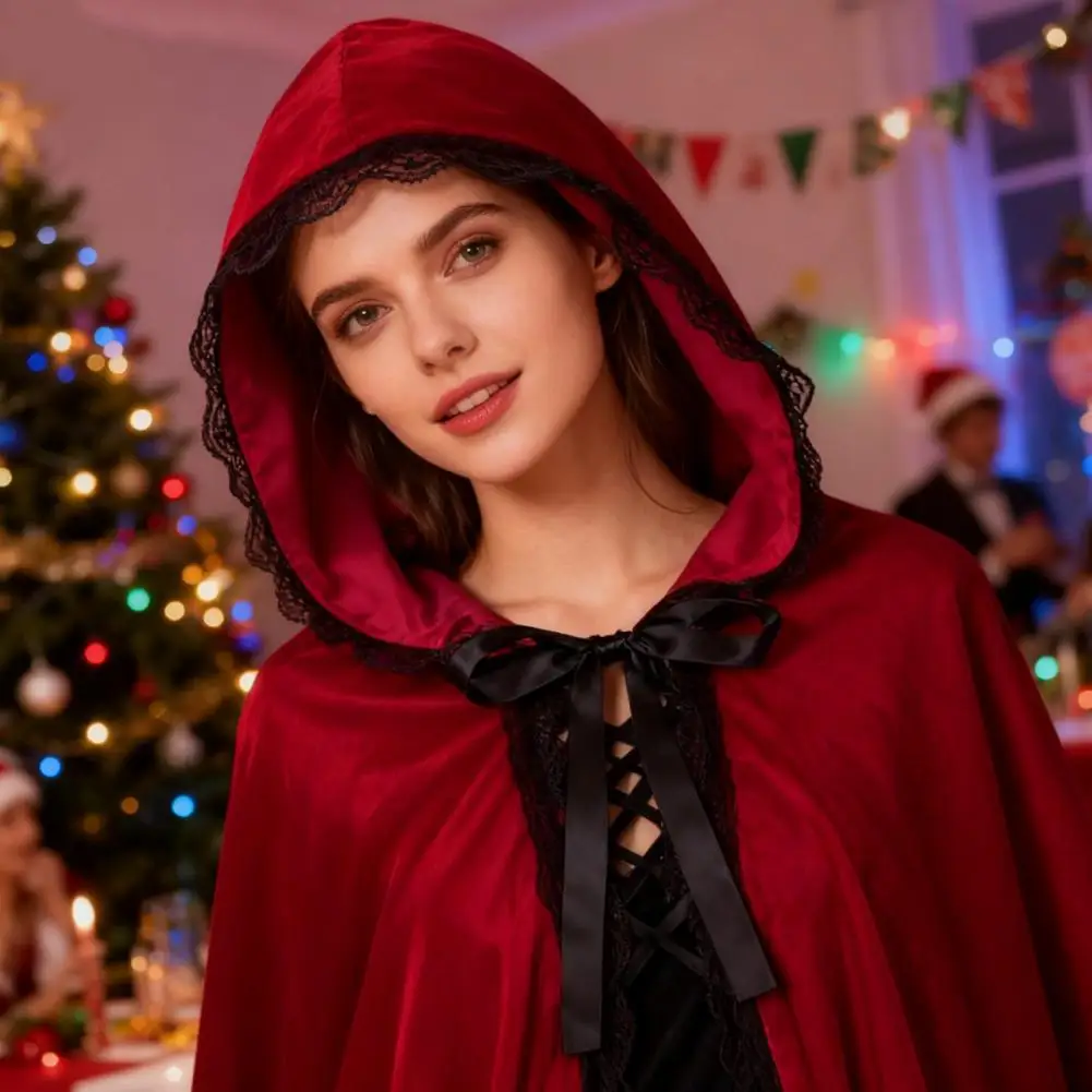 Costume da mantello con cappuccio Costume rinascimentale Mantello con cappuccio in velluto Set per adulti Cappuccetto rinascimentale per Halloween