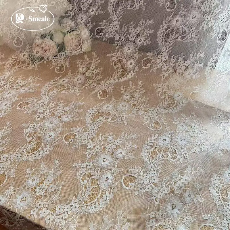 Nachhaltige Länge: 155 cm Breite, glitzernder, funkelnder, dünner Spitzenstoff aus Mesh, Stoffe zum Nähen. Spitzenstoff Hohe Qualität 2025 – Detail 5