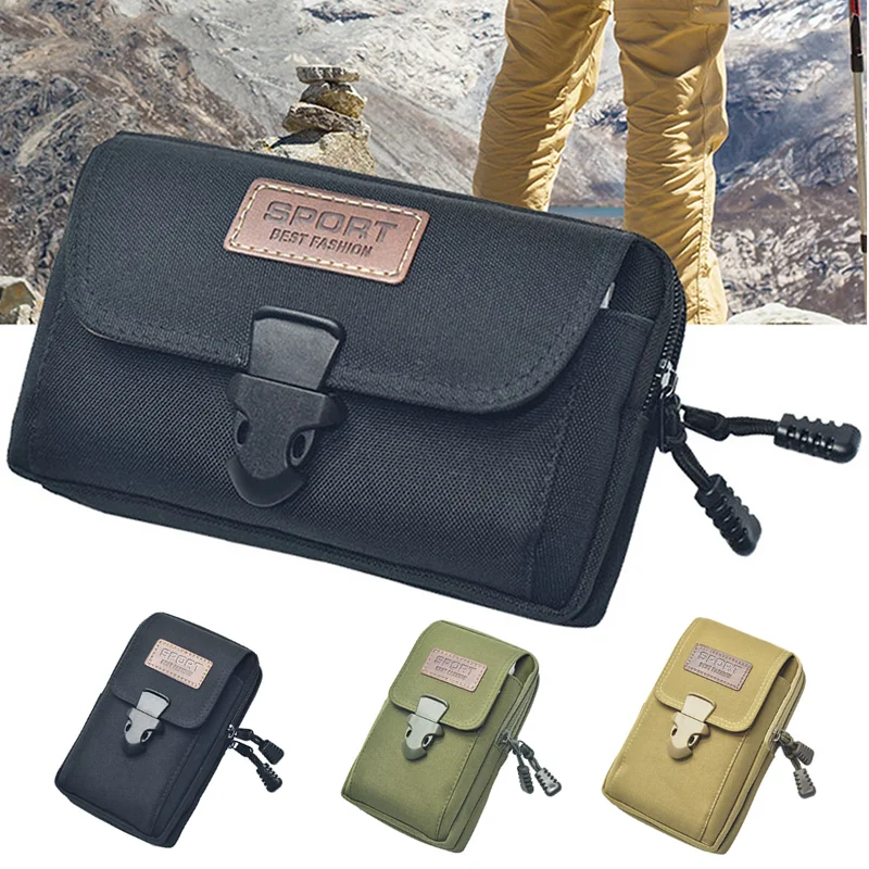 Riñonera de cuero PU multifunción para hombre al aire libre, bolso informal para teléfono móvil, bolsillo para hombre, cinturón deportivo para