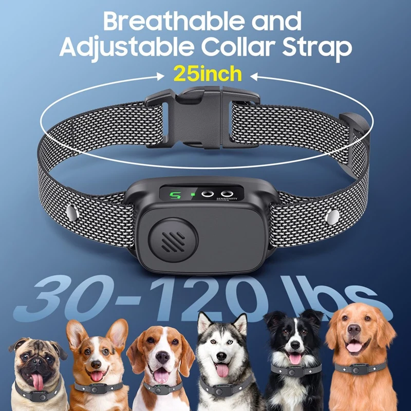 Collare antiabbaio ABBN, collare antiabbaio per cani di taglia grande e media con 5 sensibilità regolabili, collare per abbaiare automatico