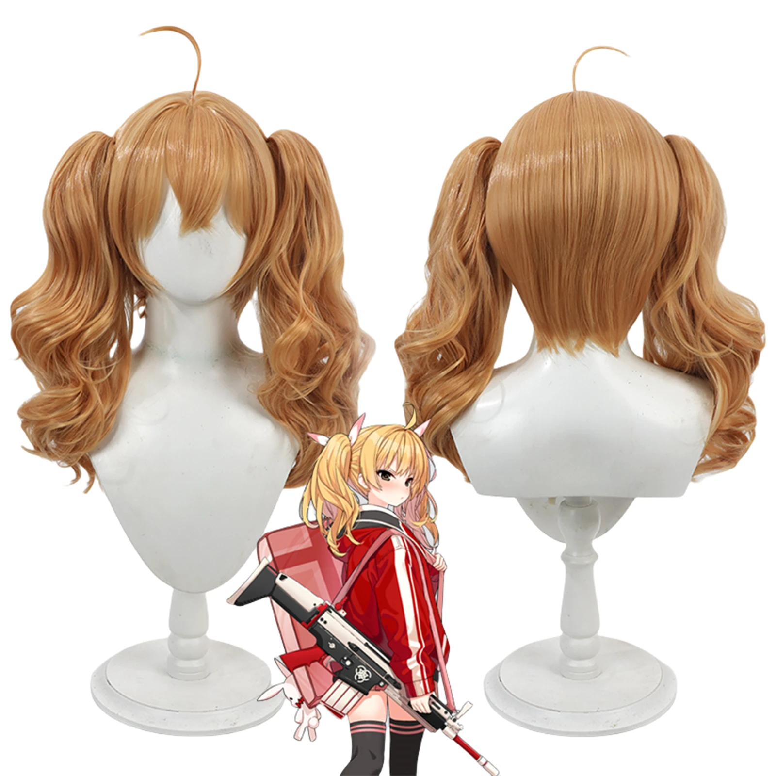 Game Ibaragi Yoshimi Cosplay Wigs Ibaragi Yoshimi Wavy Orange Brown Ponytail Wigs Halloween Party Carnival Role Play Accessories