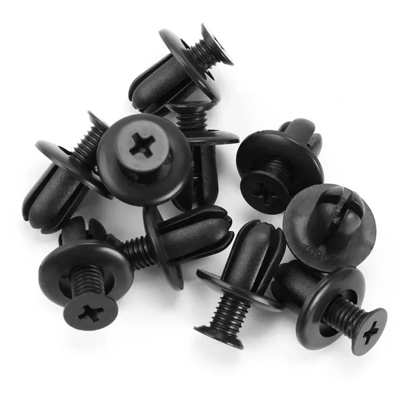 

50 шт., 8 мм, дверные заклепки с отверстием, пластиковые заклепки, крепежные детали, винтовые зажимы, универсальные черные автозастежки, фиксатор, зажимы для штифтов