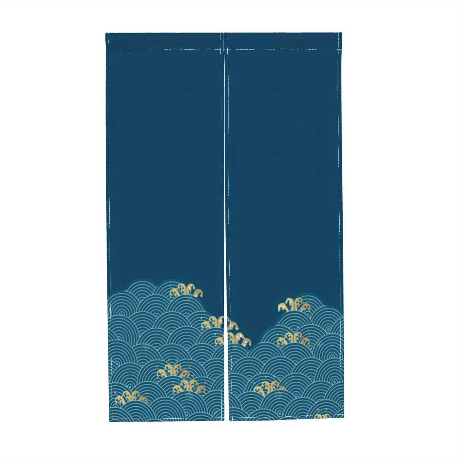 Una cortina de estilo japonés con estampado floral azul, adecuada para particiones en dormitorios, entradas, cocinas, etc.