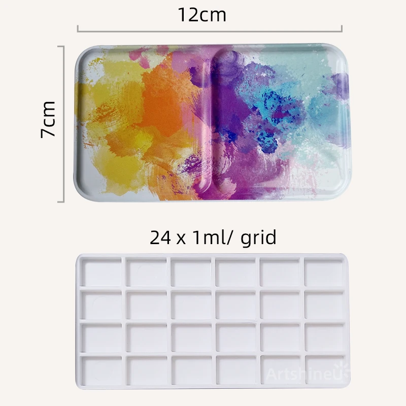 Portable 24-grid Mini Watercolor Metal Box 1ML Grid Travel Painting Sketch Handmade Iron Case for Artists Beginners Art Supplies