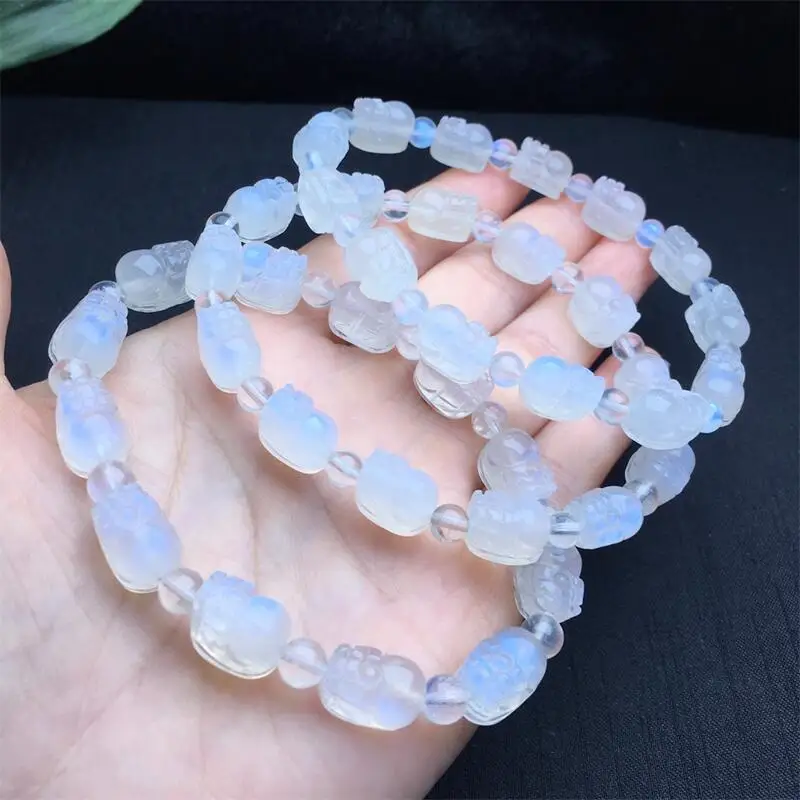 8MM Natural Blue Moon Stone Pixiu Bracelet Fashion Healing Personalized For Men Women Gemstone Jewelry Lovers Gift 1pcs