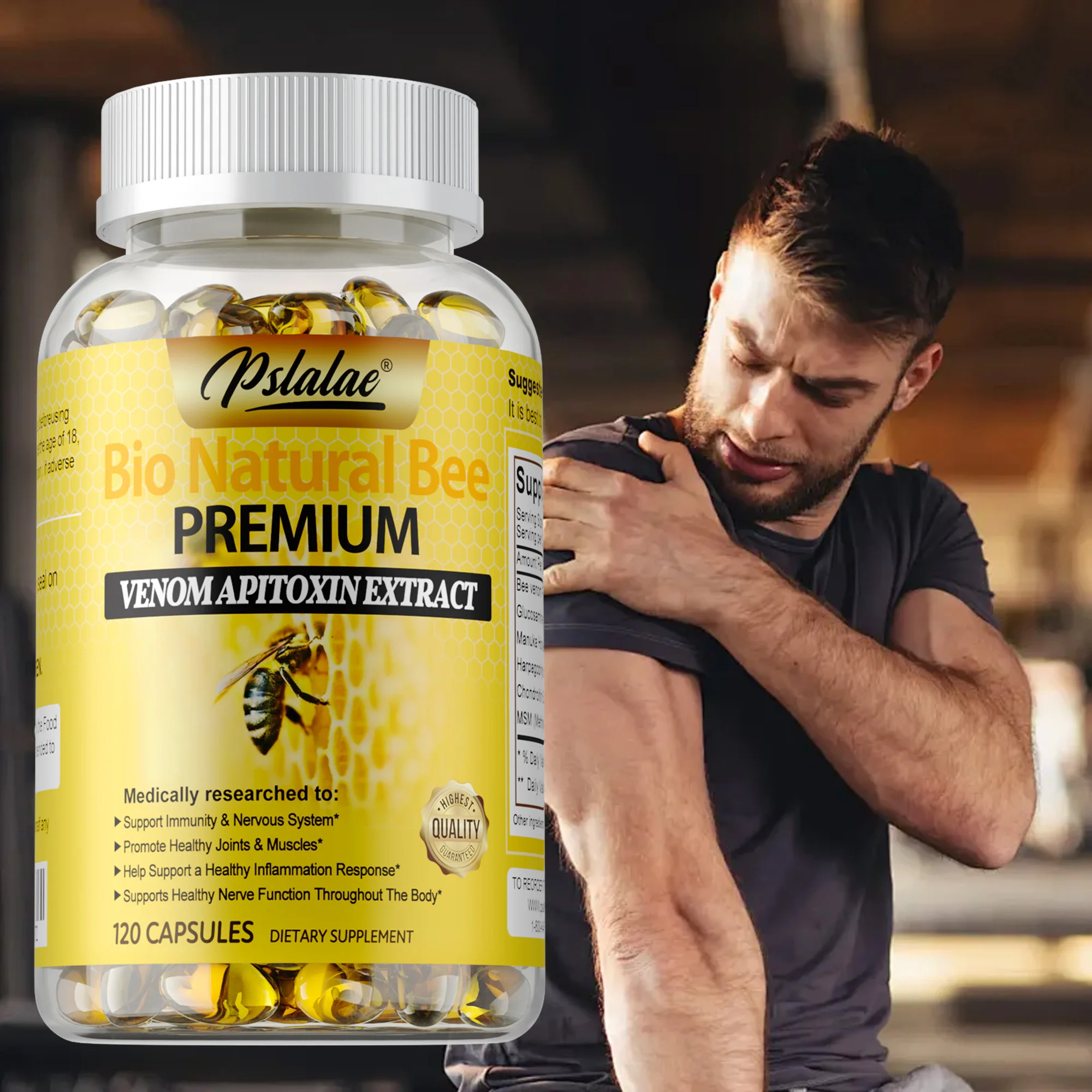 

Natural Bee Capsules - Anti-oxidation, Nutrient Absorption, Reduces Joint Pain and Stiffness, Promotes Bone and Skin Health