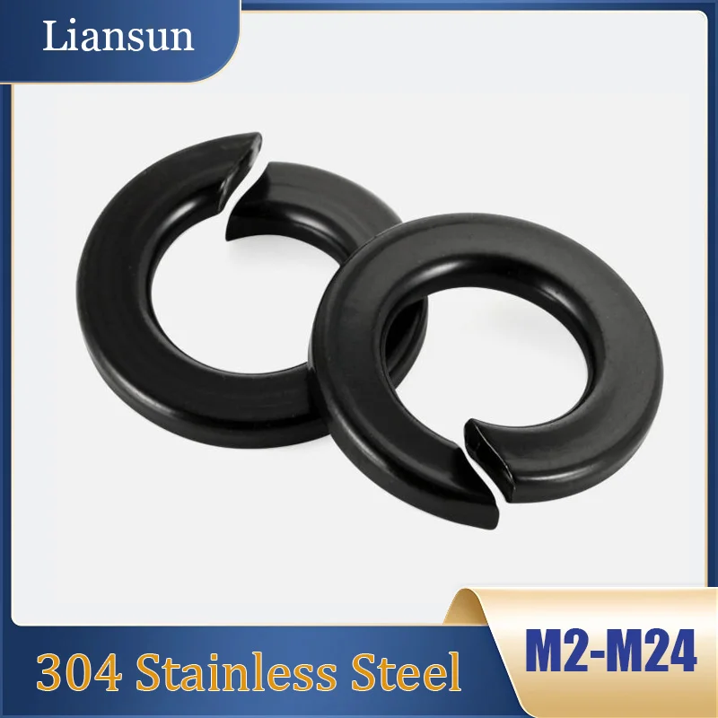 

2-500pcs Black Spring Split Lock Washer Elastic Gasket M2 M2.5 M3 M4 M5 M6 M8 M10 M12 M14 M16 M18 M20 M22 M24 304Stainless Steel