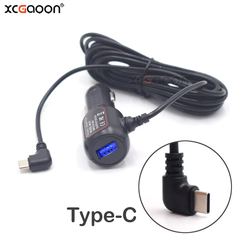 Ładowarka samochodowa USB typu C 5V 2.0A z portem USB i portem QC3.0 do kamery samochodowej DVR, telefonu komórkowego, GPS, rejestratora wideo, przewód 3,5 metra