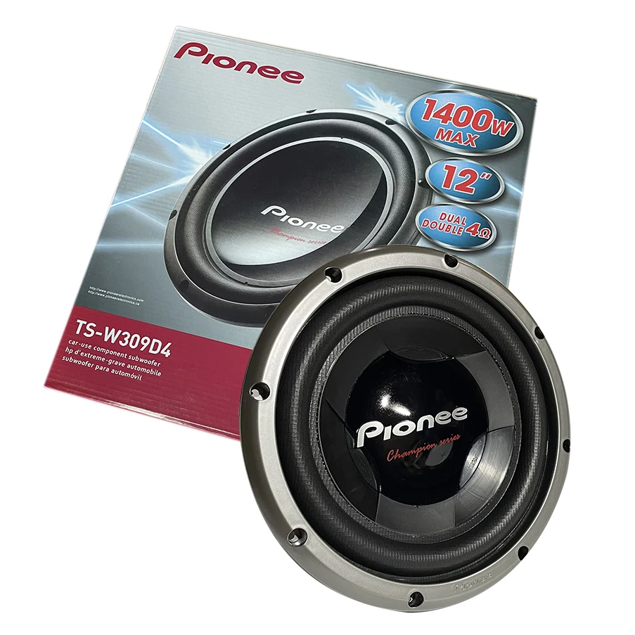 Subwoofer de alta qualidade para carro de 12 polegadas 1400W, alto-falante de graves potente para carro, Pioneer TS-W309D4 (1 unidade)