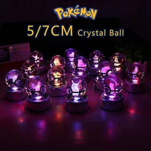 Bola Kristal Pokemon 3D 7CM 5CM Mewtwo Pikachu Gengar Bola Pokemon Kaca Kristal Figur Pokeball Lampu Malam Hadiah Alas Lampu LED 8 kotak pokeball penjualan terbaik - №