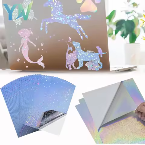 A4 Printable Holographic Sticker Paper for Inkjet Laser Printer Removable DIY Waterproof Fade Proof Craft Photo Poster Decal