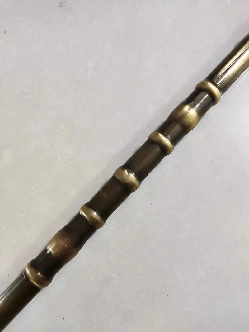 Vintage Copper Walking Stick Cane Bamboo Joint Cane Dragon Head Handle Strong Cane