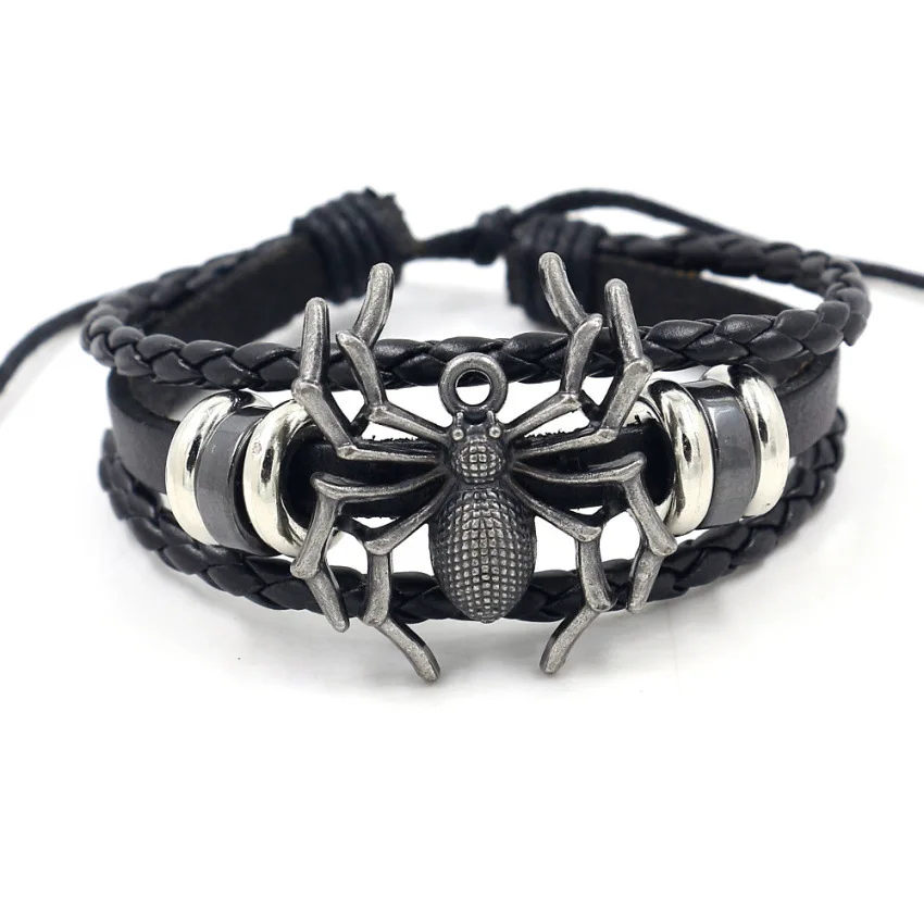 Unique Design Punk Rivet Vampire Spider Leather Bracelet Cuff Rope Ladies Bracelet Men Bracelet Fashion New Year's Gift Pulseira