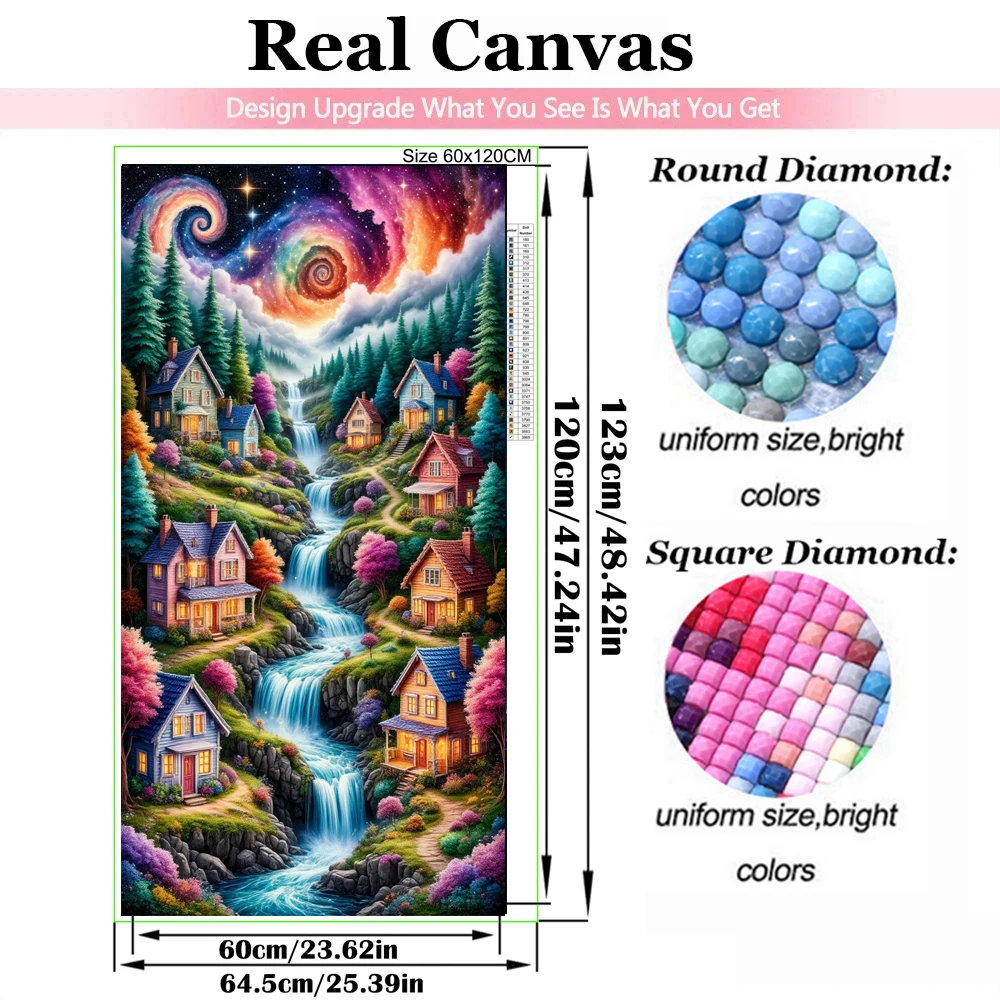 Fantasy Landscape Diamond Art Kit Full Large 5D Colorful House Stream Nature Diy Diamond Painting Mosaic Cross Stitch Home Decor
