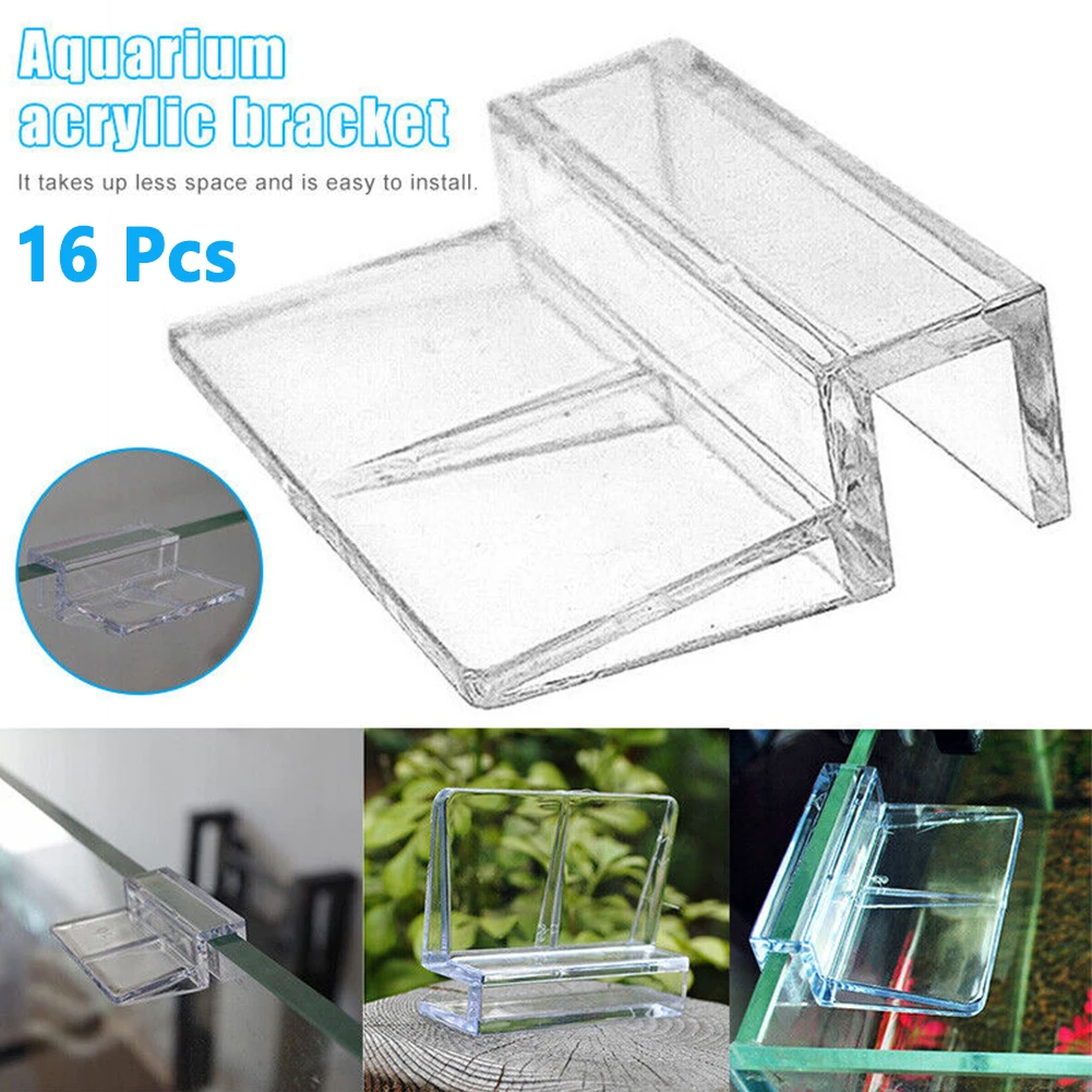 16Pcs Acrylic Transparent Aquarium Lid Holder Fish Tank Bracket Clip 6mm/8mm/10mm For Aquarium Glass Covers Bracket Clip Clamp