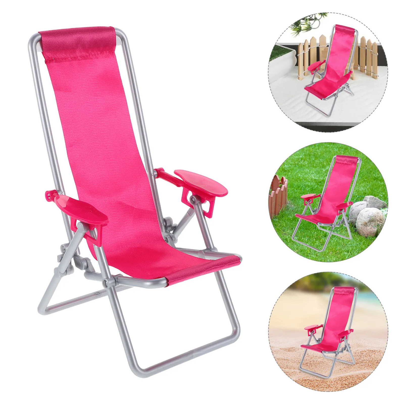 

Model Mini Beach Chair Ornaments Seaside Folding Polyester Dollhouse Accessories