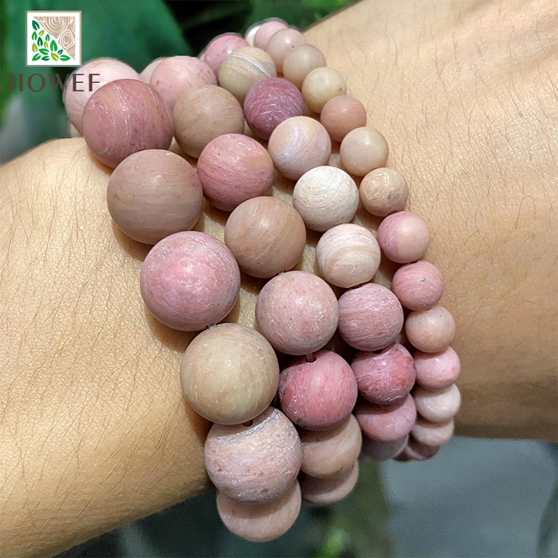 4/6/8/10/12mm Matte Red Rhodonite Loose Round Beads Natural Stone for Jewelry Making Diy Handmade Bracelet Earrings 15\