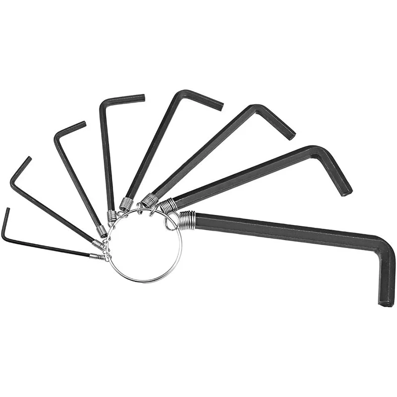 8 In 1 Hex Socket Wrench Mini Allen Key Wrench Hex Head Wrench 1.5mm-6mm Metric Key Chain With Ring Repair Hand Tools