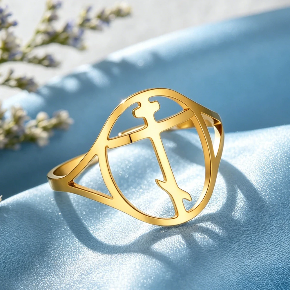 1pc Eastern Orthodox Cross Ring Baptismal Crucifix Russian Cross Adjustable Ring Stainless Steel Minimalist Jewelry