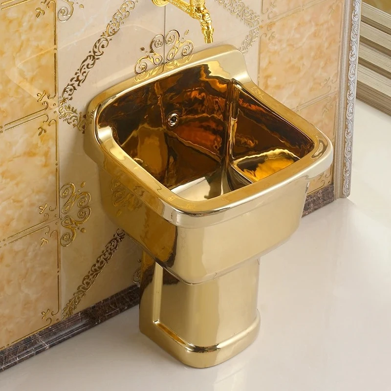 

European style golden mop pool balcony colored gold mop pool ceramic bar vomiting pool