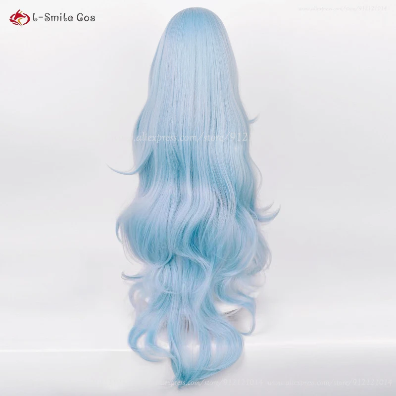 Wysokiej jakości Anime EVA 100cm Long Ayanami Rei Cosplay Wig Cyan Blue Curly Hair Heat Resistant Halloween Party Wigs + Wig Cap