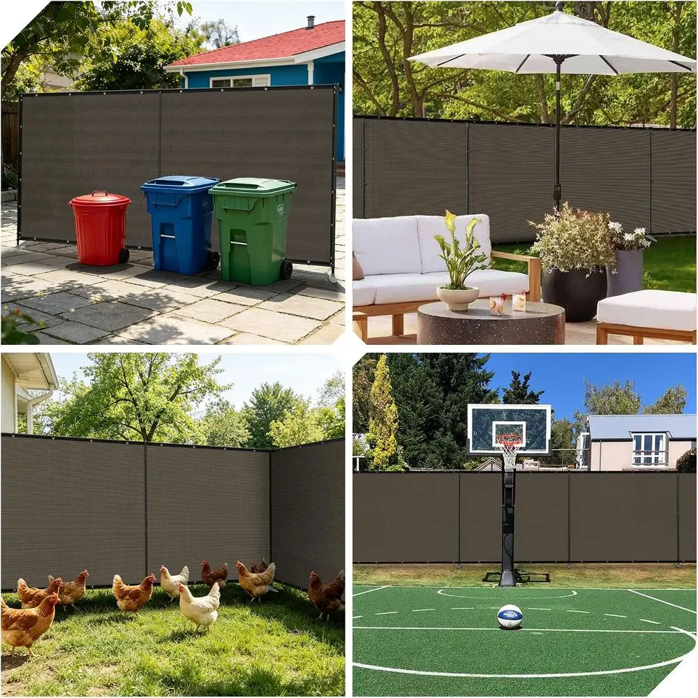 6'x12' Outdoor Privacy ence with Iron Poles Ground Spikes Dog Metal Garden Privacy ence Backyard Patio Yard Barrier Boarder Divi