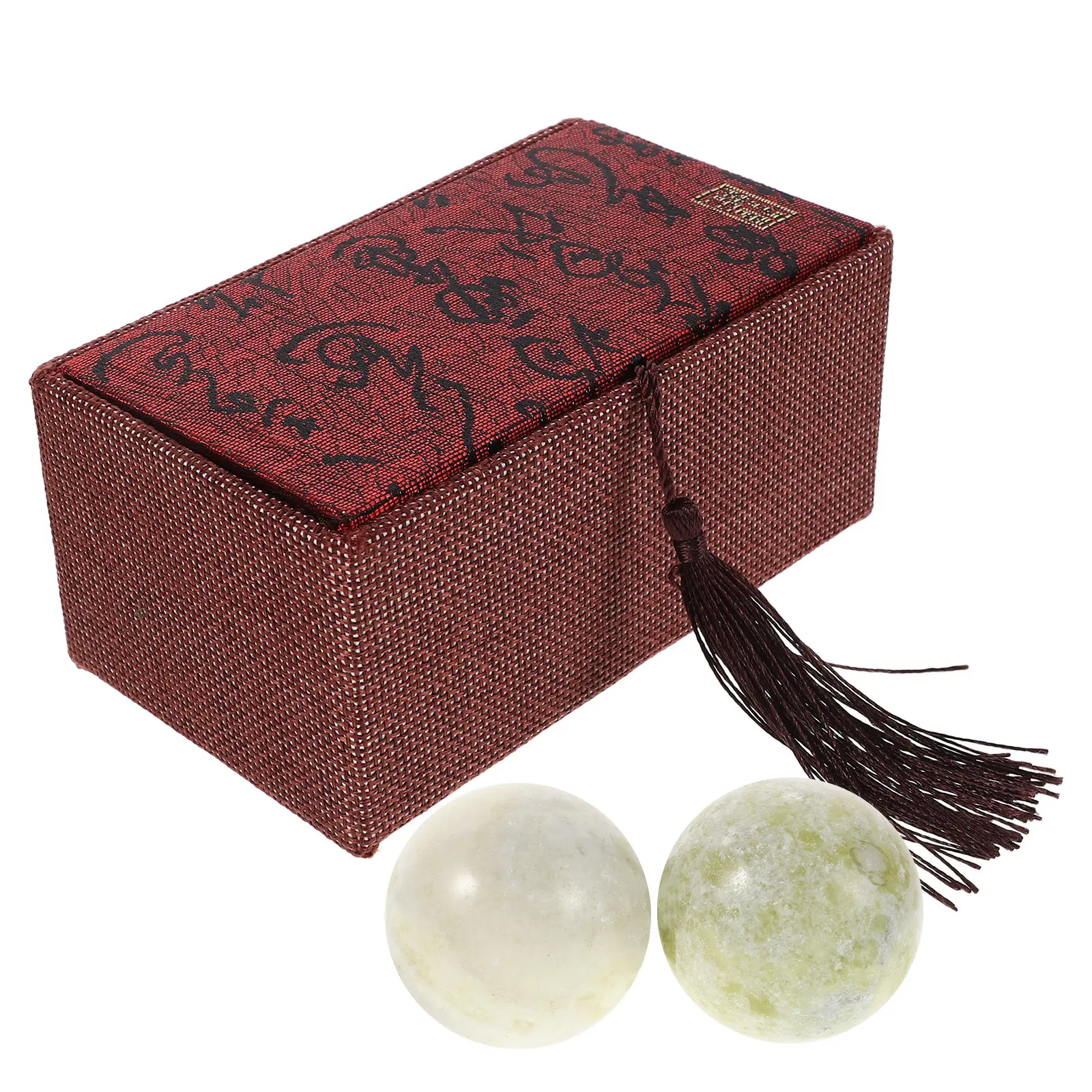1Set Chinese Stone Baoding Massage Balls Natural Marble Hand Exercise Balls for Relaxation Meditation Hand Health Stress Relief view 3