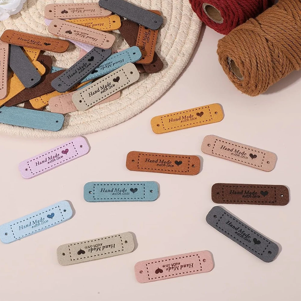 30個の手作りタグ、かぎ針編み用、10色、手作りの愛のタグ、穴付き、DIY、かぎ針編み、縫製、編み物、ジーンズ、バッグ、靴、帽子用