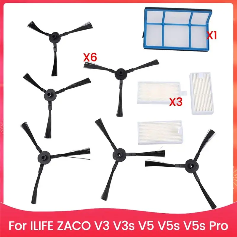 ABJI-Filter Brush Replacement Parts Accessory Set For ILIFE ZACO V3 V3s V5 V5s V5s Pro Vacuum Cleaner Parts