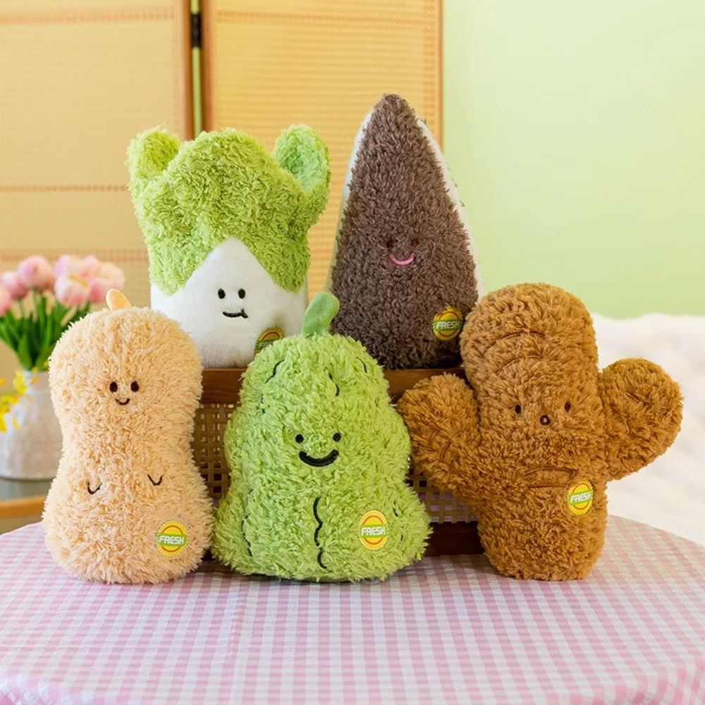 Juguete de peluche vegetal de 17-25cm, muñecos de peluche de brócoli de maní de dibujos animados suaves, decoración del hogar con forma de seta y patata, cojín de felpa
