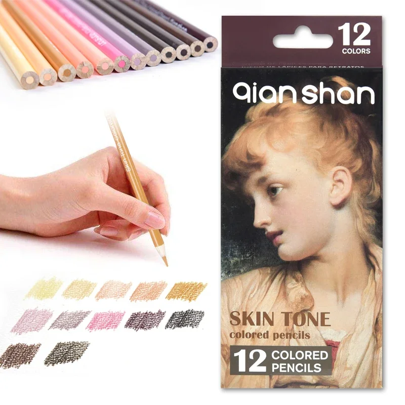 12 Colors Professional Artist Drawing Pencil Set Skin Crayon De Lapices Couleur Colores Portrait Pastel Pencils Dessin