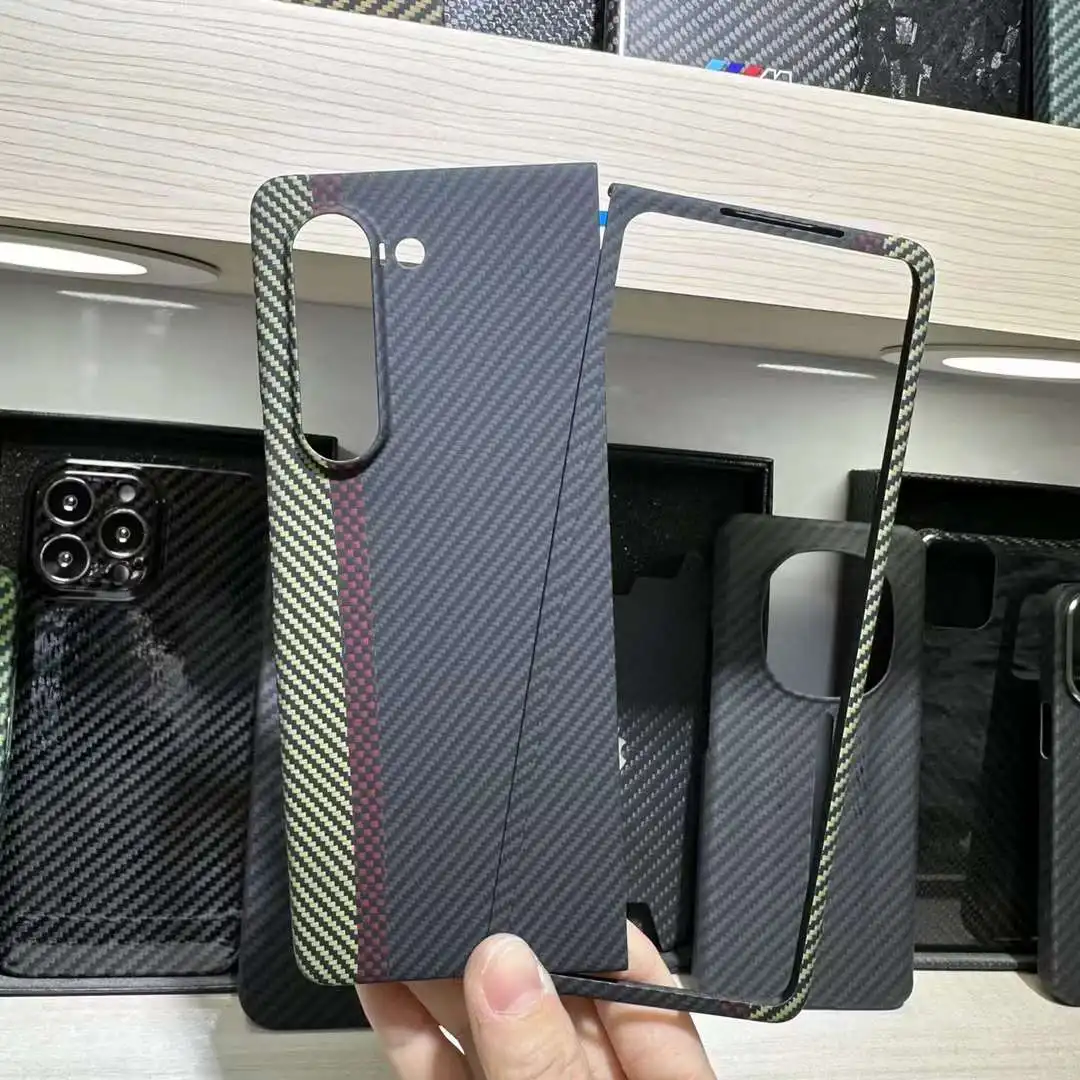 ACC- Funda de teléfono de carbono real para Samsung Galaxy Z Fold 4, 5, plegable, de grano aleatorio, ultrafina, anticaída, 5G