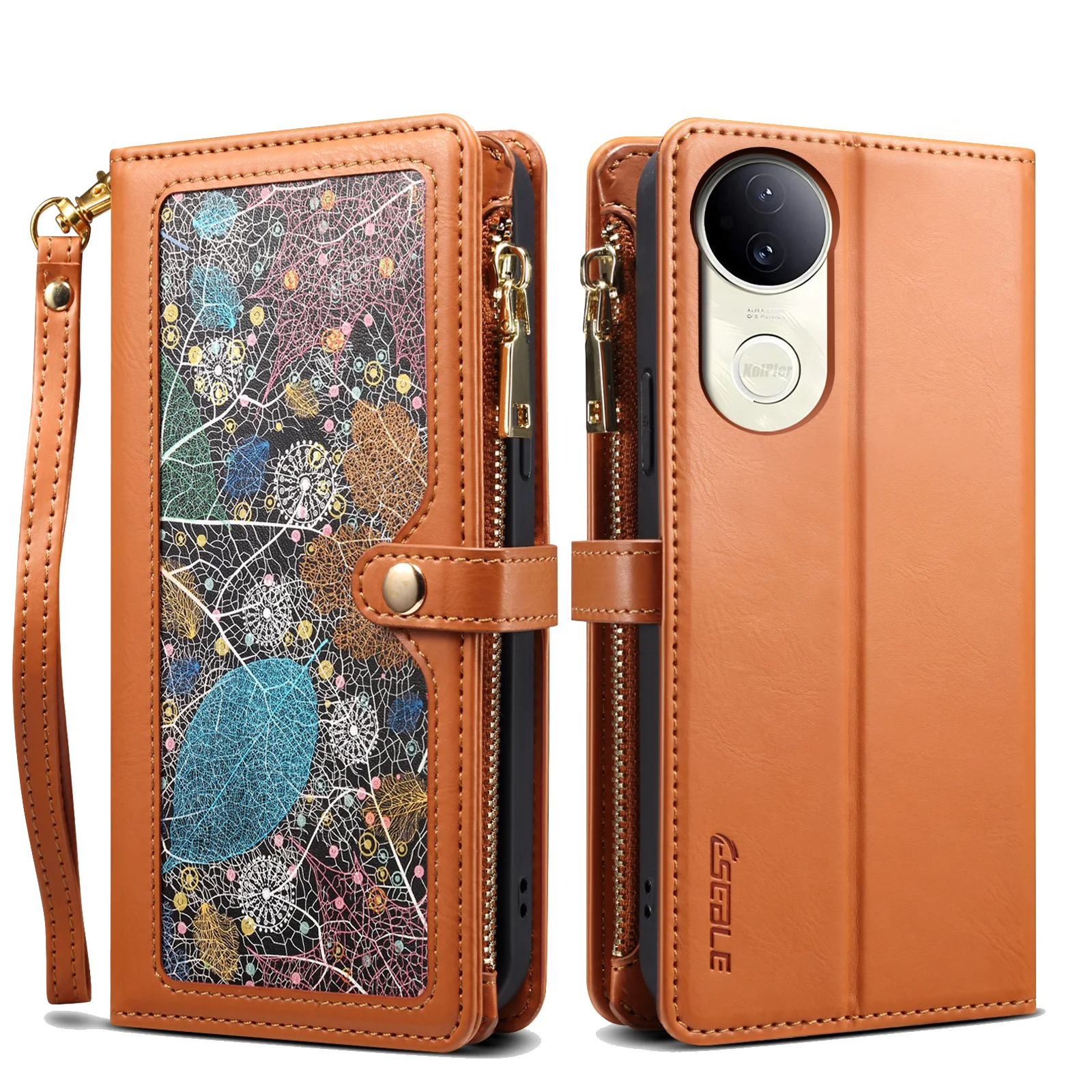 

Leather Flip Phone Case For VIVO V50 VIVOV50 Flower Painted Wallet Card Holder Capa For V50 Mobile Phone Cover