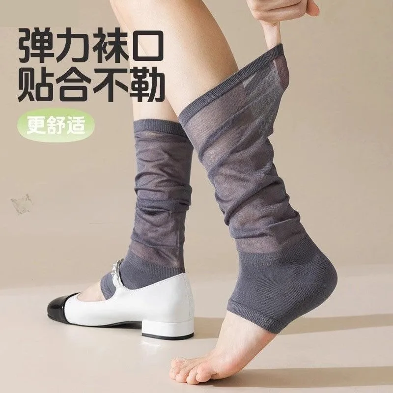 Women\'s Leg Warmers Thin Spring Summer New Girls Stockings Long Modern Solid Color Woman Socks Japanese Fashion Knee High Socks