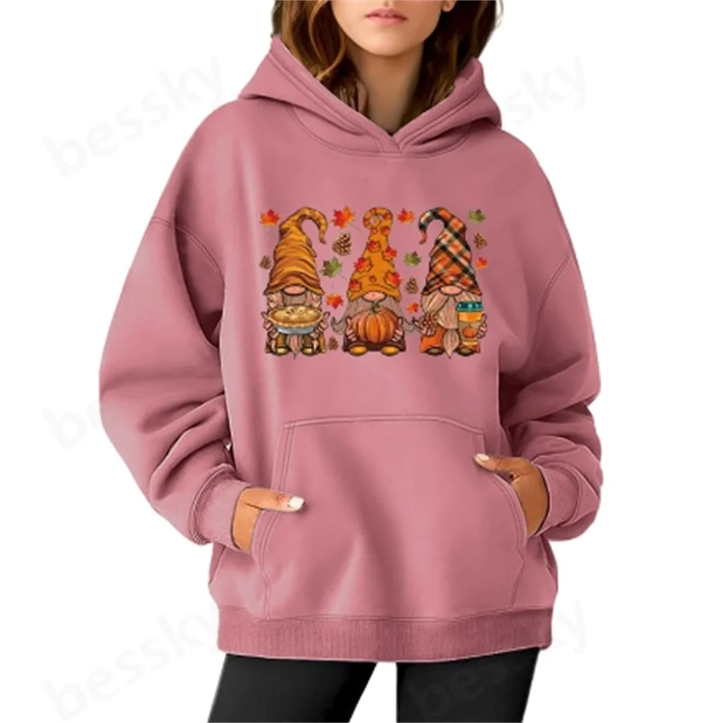 

Women's autumn and winter new loose oversized casual Halloween printed hooded sweatshirt