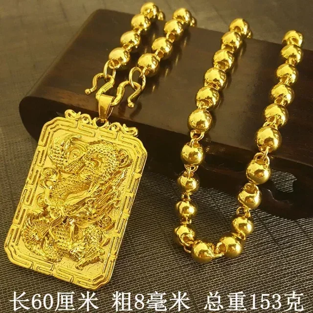 Dragon brand AU750 gold necklace Guanyin 18K pendant necklace domineering fashion jewelry gift for men and women