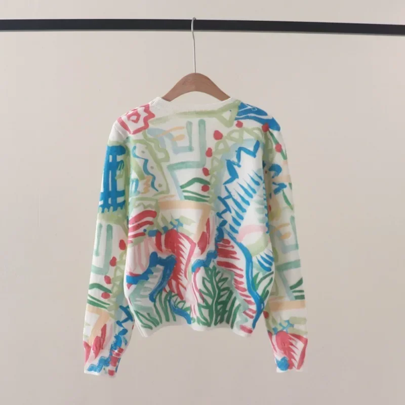 Creative Print Sweater Pullover Women's sweater Long Sleeve Jumper Knit Y2k Tops Jumper Female Clothes Winer Fall sueter mujer