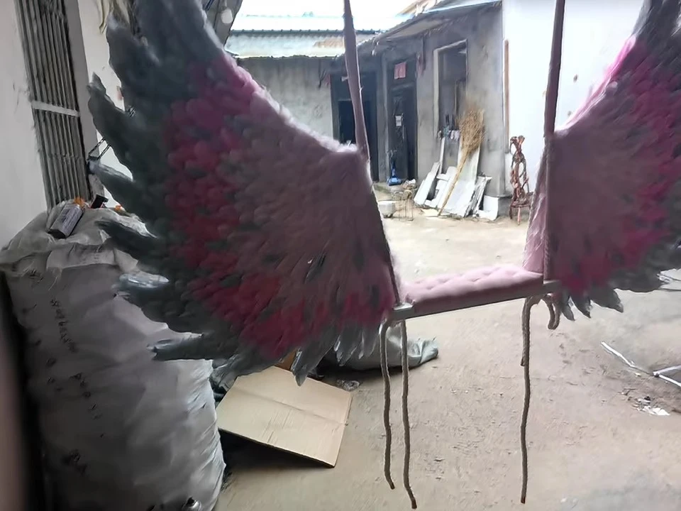 Party Big Fashion Show Pink Fairy Wing Goose Feather Adult  Angel Wings Christmas Halloween Cosplay  Cloth Decors