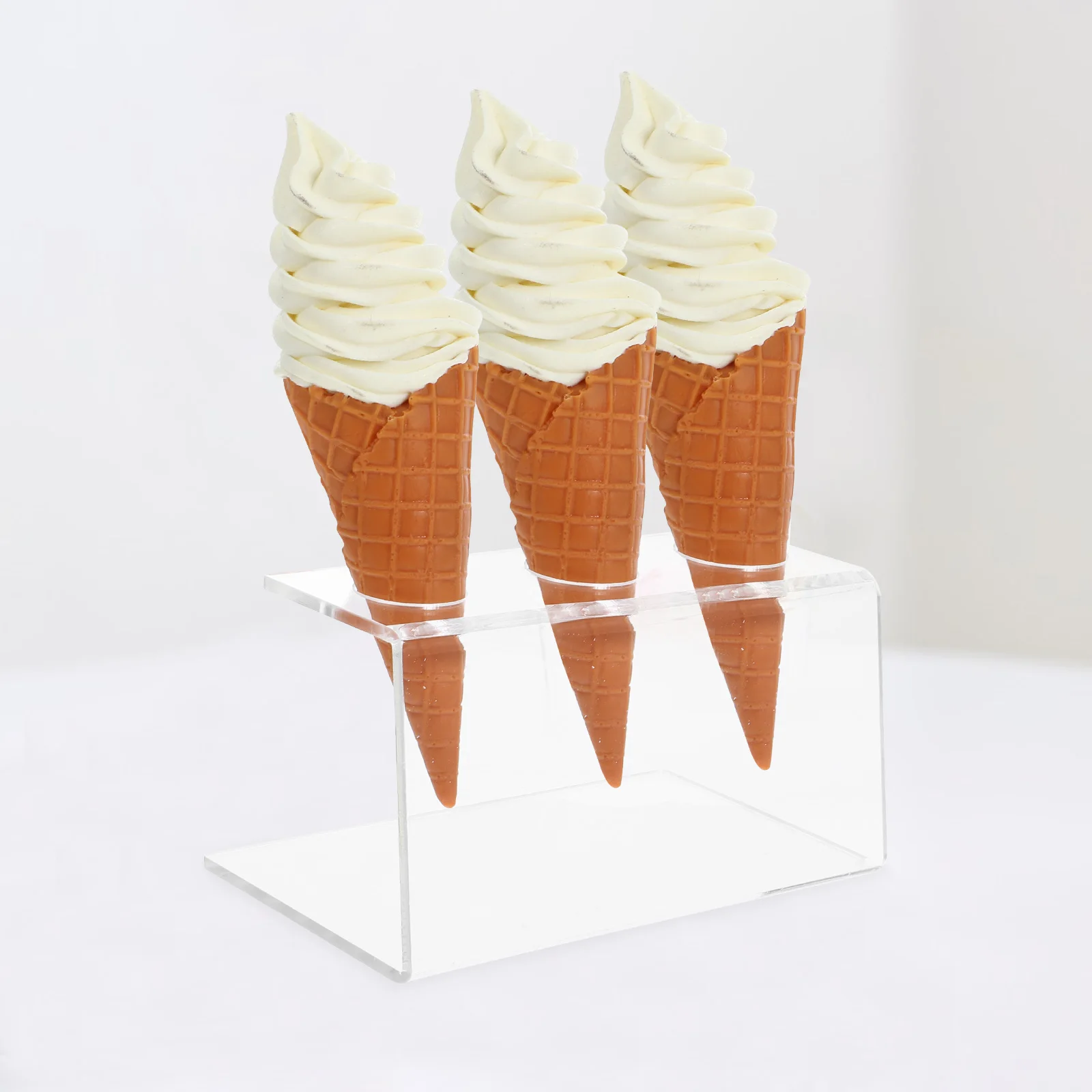 

Ice Cream Stand Cone Display Holder Dessert Table Rack Acrylic Support Stands for Clear Shelf
