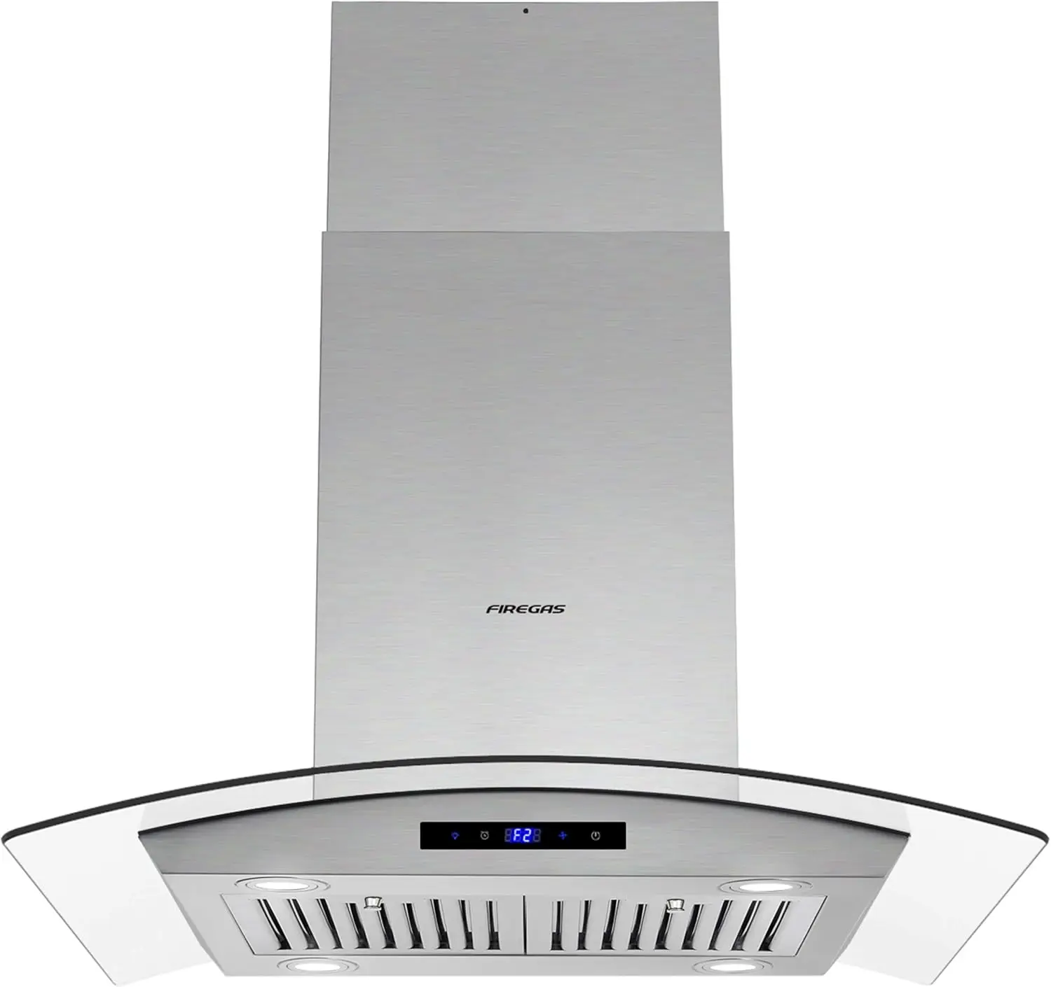 Island Range Hood 30 inch 450  with Chimney, Ceiling Mount Kitchen Vent Hood with Tempered Glass, 4 LED Lights, Perma